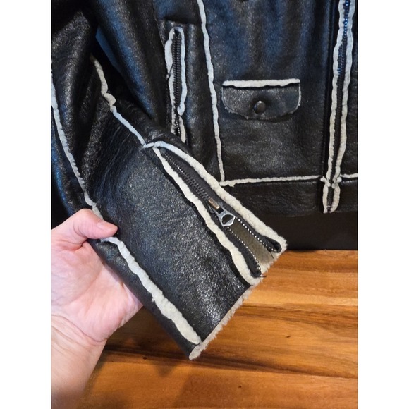 Ralph Lauren Denim Supply Biker Jacket Women's L Shearling Vegan Leather - Picture 5 of 8
